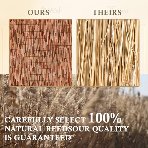 brown 4ft x16.4ft reed fencing roll bamboo privacy showing dimensions