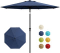 Garvee 9FT Patio Umbrella - Outdoor Table Umbrella with Smooth Crank Lift, Push Button Tilt and 8 Sturdy Ribs - Market Umbrella UV Protection Waterproof for Pool, Deck, Yard, Garden (Navy Blue)