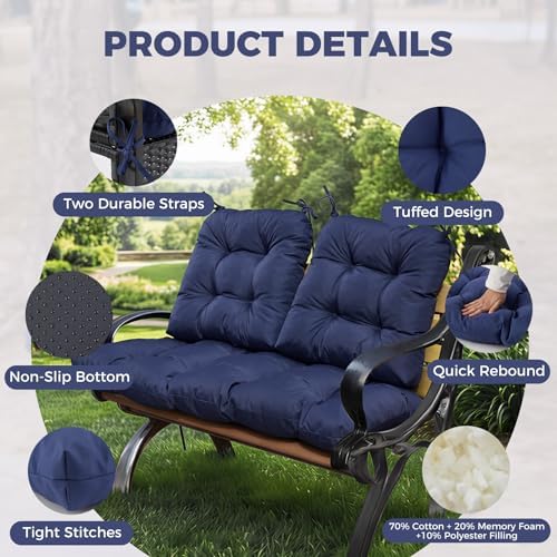 wicker chair cushions of 3 pieces, waterproof cushions, side view