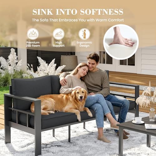 udpatio aluminum patio furniture set, 7-piece outdoor sectional, package contents