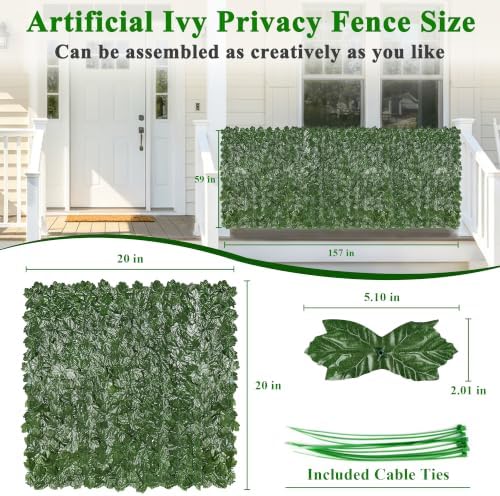 icover 59 * 157in artificial ivy privacy fence shown in use