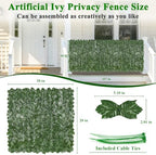 icover 59 * 157in artificial ivy privacy fence shown in use