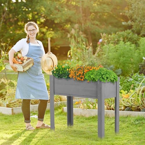 raised garden bed with legs, 31x16x31'', outdoor wood, view 9