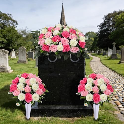 lodou 3pack cemetery decorations for grave large headstone on a desk or shelf