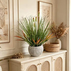 alphaacc 16.5" fake grass in gray stripe pot shown in use