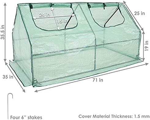 sunnydaze outdoor portable mini cloche greenhouse with 2, close-up detail