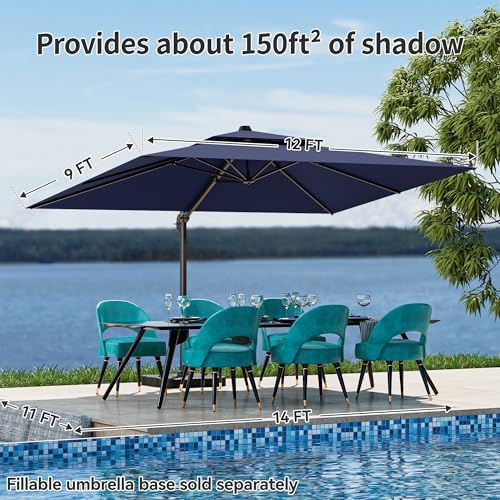 9x12ft navy blue cantilever outdoor patio umbrella with, package contents