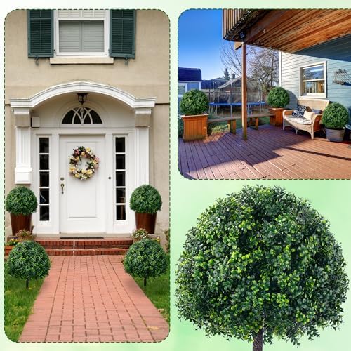 28 inch artificial boxwood trees, 2 sets faux, close-up detail