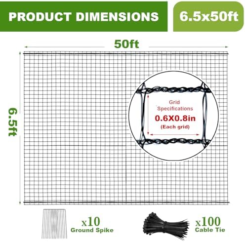 6.5x50ft deer fence netting for garden, 55gsm plastic shown in use