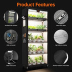 bstrip indoor greenhouse with grow light oxford, 29.5x13.8x70.9in, close-up detail