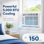 senville 5,000 btu window air conditioner, cools up, close-up detail