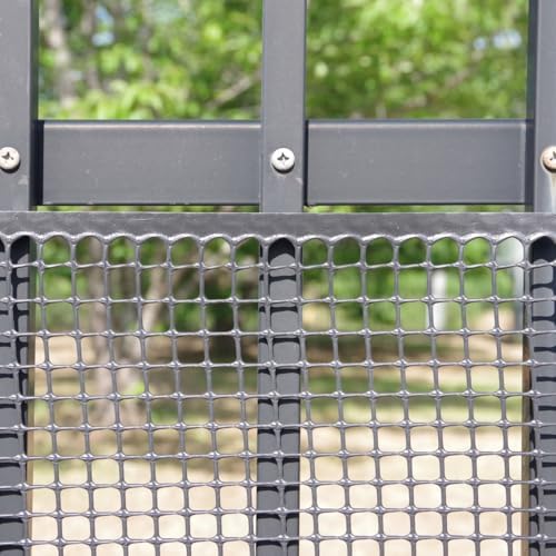heavy-duty plastic mesh netting, black, 35.4 x 197, front angle view