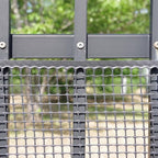 heavy-duty plastic mesh netting, black, 35.4 x 197, front angle view