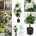 3 ft artificial hydrangea trees faux potted topiary showing dimensions