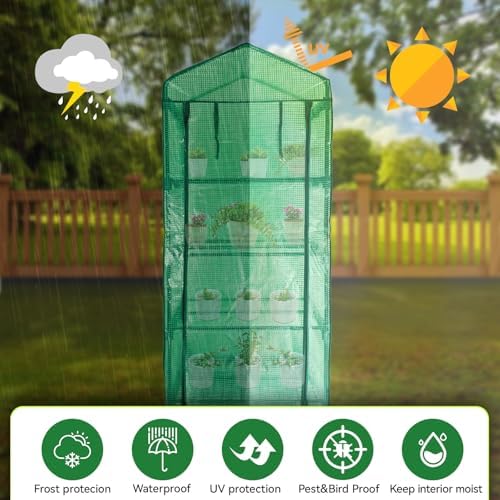 mini greenhouse for outdoor indoor,4 tier small portable, side view