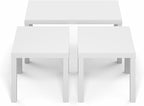 Furinno Classic Living Room Table Set of 3, Modern Rectangle Coffee Table with 2 Side Tables, End Tables, 1.65 Inch Thick Tabletop for Living Room, Home Office, White