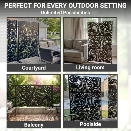 metal privacy screen outdoor – 72in decorative laser showing dimensions