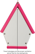 Recycled Poly Lumber Wren Chateau Birdhouse - Made in The USA - Perfect Garden and Backyard Birdhouse for Wrens, Chickadees, and Warblers! (Pink/White)