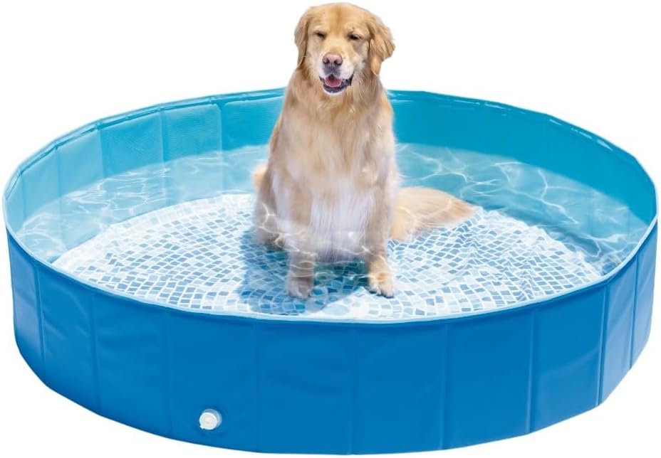 INTEX 48400EP 60in x 12in Foldable Dog Pool Portable Pet Swimming Pool Bathing Tub for Small Medium Large Puppy Dogs Cats