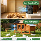 30w solar panel powered high airflow dual exhaust, close-up detail