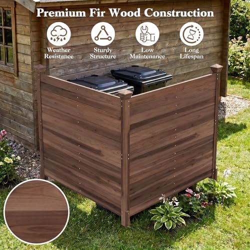 giantex 2 panels wooden privacy fence with stakes showing dimensions