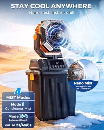40000mah misting fans for outside, 15l large tank shown in use