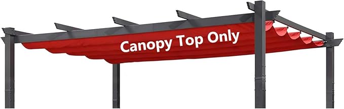 Pergola Shade Cover Replacement Canopy Top Compatible with 10 X 13 ft 6-Bar Pergola Frames - Red (Canopy Size 116" W x 135" L, Canopy Top Only)