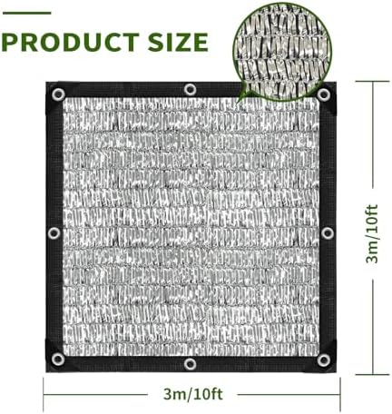 aluminum shade cloth 10x10',80% aluminum reflective tarp,durable mesh, side view