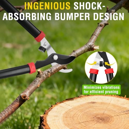 yesker 28" loppers for tree trimming heavy duty showing dimensions