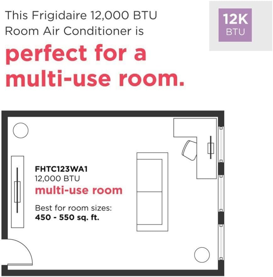frigidaire 12000 btu cooling built-in room wall air, side view