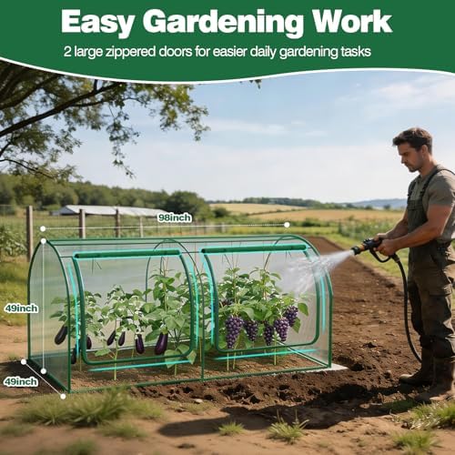 98x49x49in garden plant netting mesh cover for raised, close-up detail