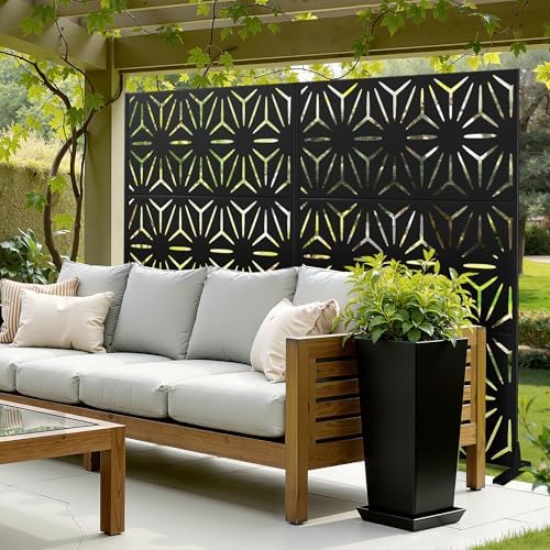 71" h freestanding metal privacy fences for outside, side view