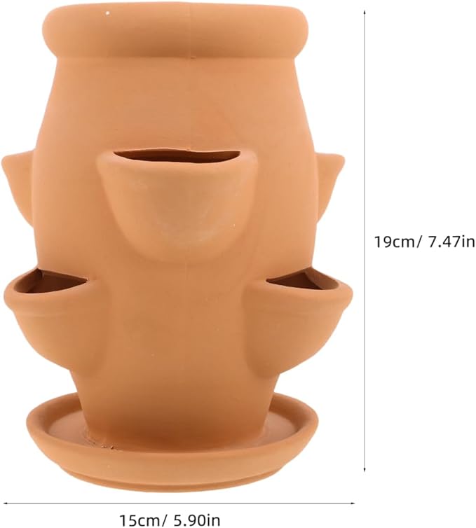 BESTonZON Terracotta Multi Pocket Succulent Plant Pot Lightweight Strawberry Planter Indoor Clay Flower Pot for Garden Decorative Use Khaki