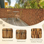 brown 4ft x16.4ft reed fencing roll bamboo privacy, side view