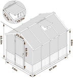 mupater 6 x 8 ft wooden polycarbonate greenhouse shown in use