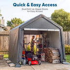 quictent 8x10ft carport shelter storage shed with roll-up, package contents