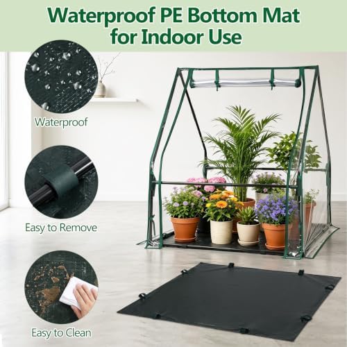 mini greenhouse with waterproof pad, 36" x 36", side view