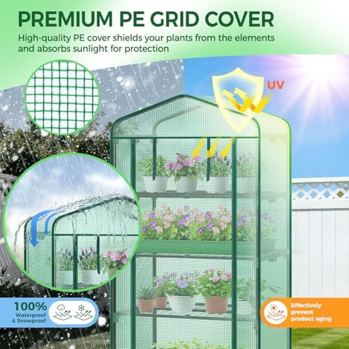 ohuhu small greenhouse for indoor outdoor with wheel, side view