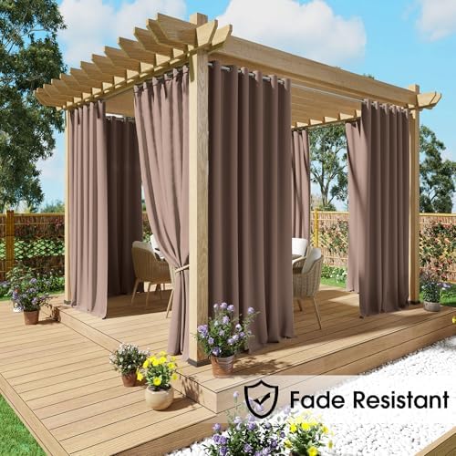 nicetown fade resistant patio curtains outdoor waterproof, fade-proof, front angle view