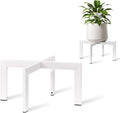 IZIDDO Plant Stand Indoor Outdoor, Metal Mid-Century Pot Stand, Modern Plant Holder Rattan Flower Plant Stool, Low Short Plant Stands for Indoor Fit 5-12 Inch Pot, (Pot & Plant Not Included), White, 4
