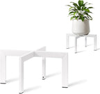 IZIDDO Plant Stand Indoor Outdoor,Metal Mid-Century Pot Stand,Modern Plant Holder Rattan Flower Plant Stool,Low Short Plant Stands for Indoor Fit 5-12 Inch Pot,White(Pot & Plant Not Included)