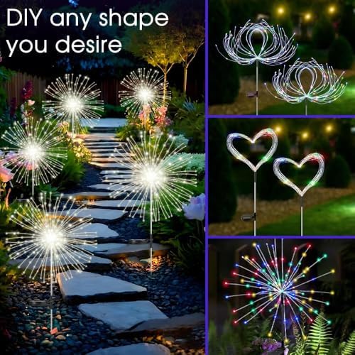 hpufkot solar garden lights outdoor,waterproof garden, 2pc 200, close-up detail