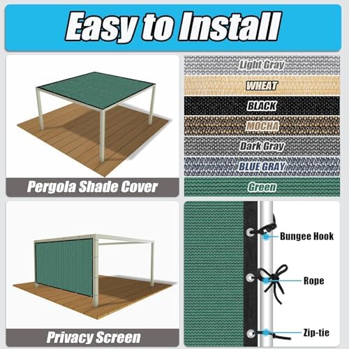 amagenix 90% sun shade cloth with grommets, 10' showing dimensions