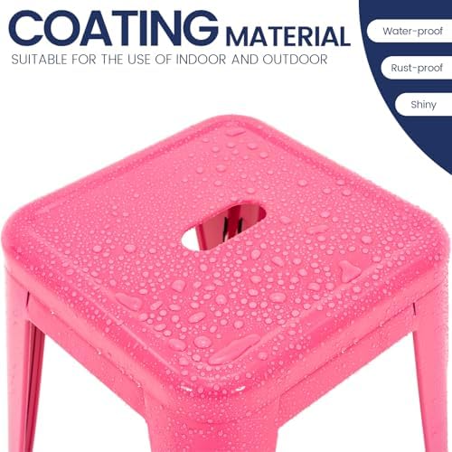 18 inch metal stools set of 2, stackable, side view