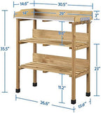 yaheetech potting bench outdoor console table w/3-tier storage,natural, close-up detail