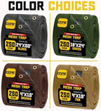 core tarps 60% brown shade cloth with grommets, front angle view
