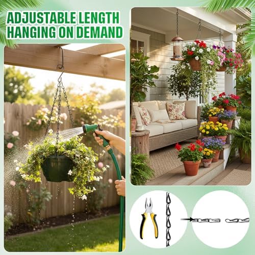 Outus 4 Pack 23.6 Inch Black Hanging Chain for Bird Feeders, Planters, Lanterns, Wind Chimes, Decorative Ornaments and Birdbaths Basket Extender Chain Outdoor Indoor