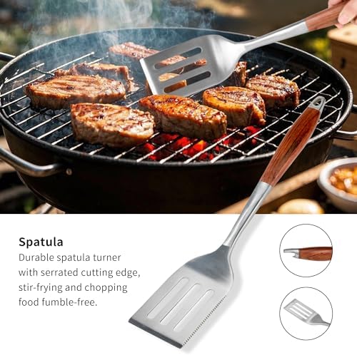 fjnatinh heavy-duty grilling accessories rose wooden bbq grilling, close-up detail