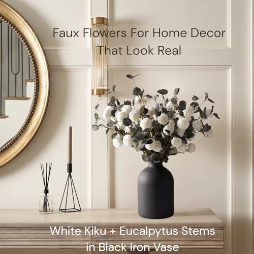 ryddelighome white faux kiku flowers for vase(not included), view 9