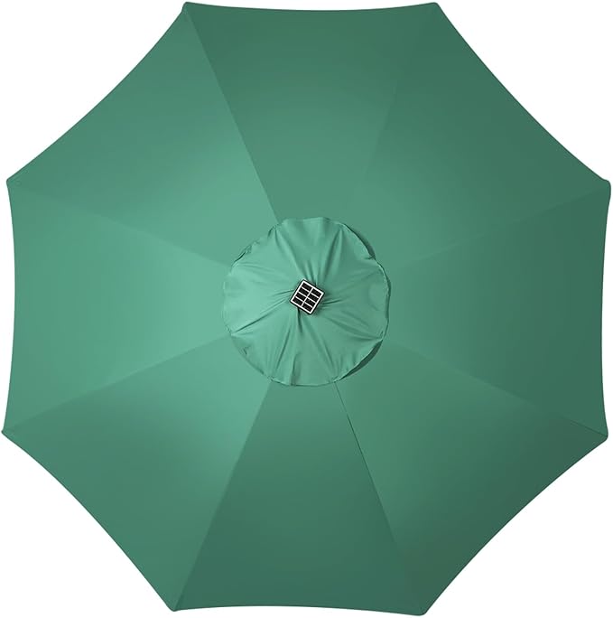 Blissun 9 ft Solar Umbrella, Patio Umbrella with 32 LED Lights, Outdoor Table Market Umbrella for Garden, Deck, Backyard (Seaglass)